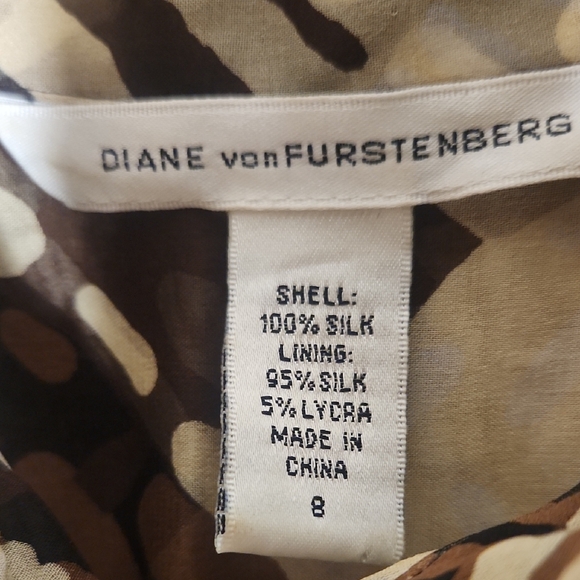 Diane Von Furstenberg Hillevi Silk Printed Sheer Midi Shirtdress Size 8 - Picture 5 of 10